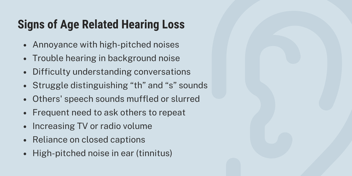 Senior hearing loss symptoms & signs